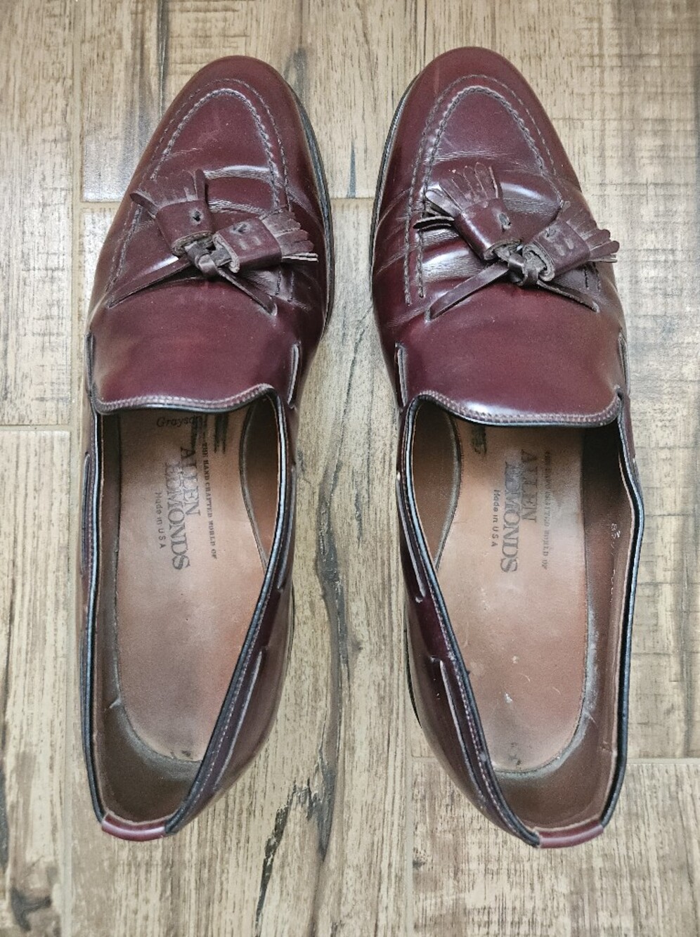 vintage handcrafted world of allen edmonds mahogany loafers, 9